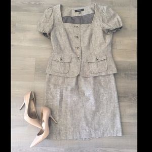 Nine West cap sleeve skirt suit beige NWOT size 14